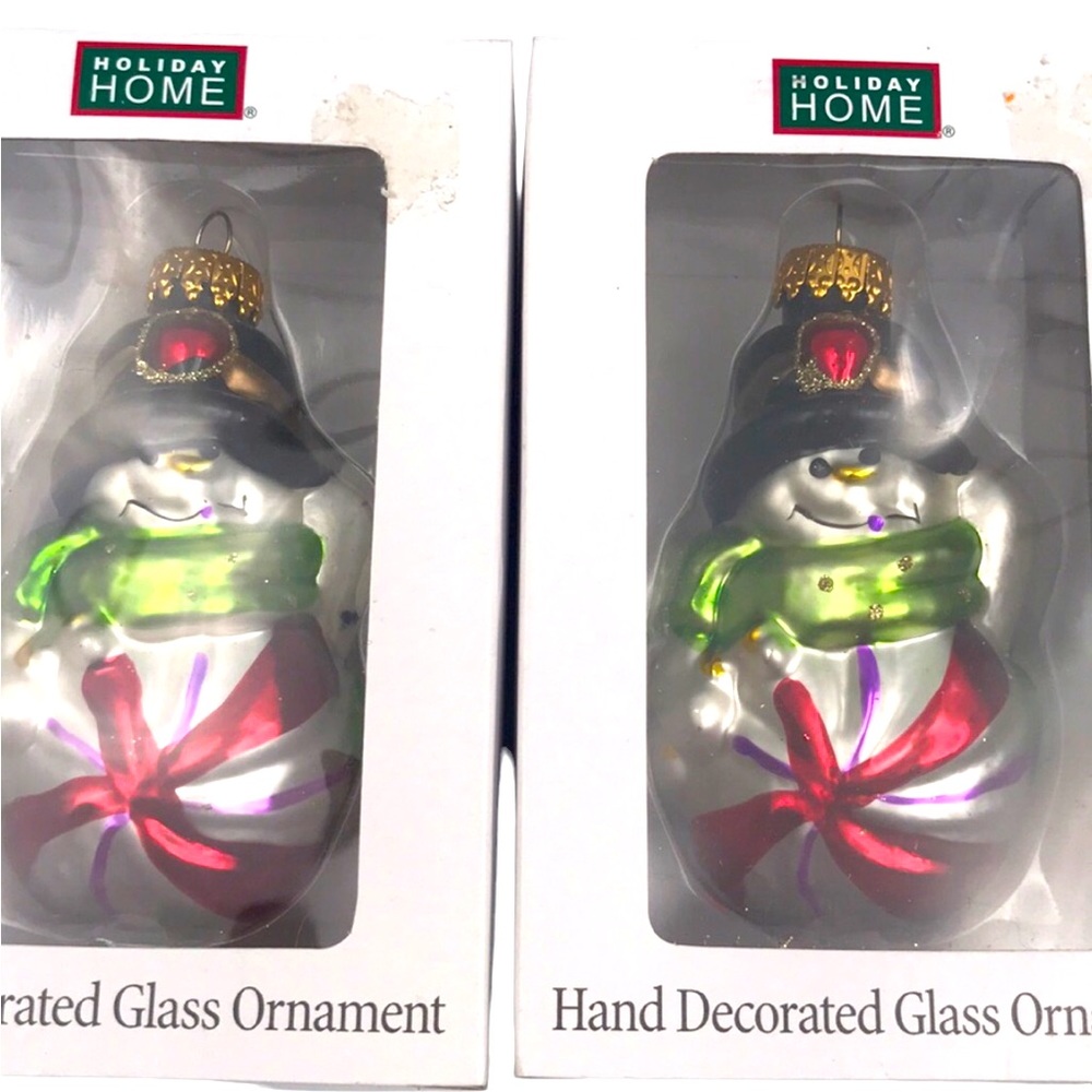 Holiday Home ⛄️ Hand Decorated Glass Ornament Set